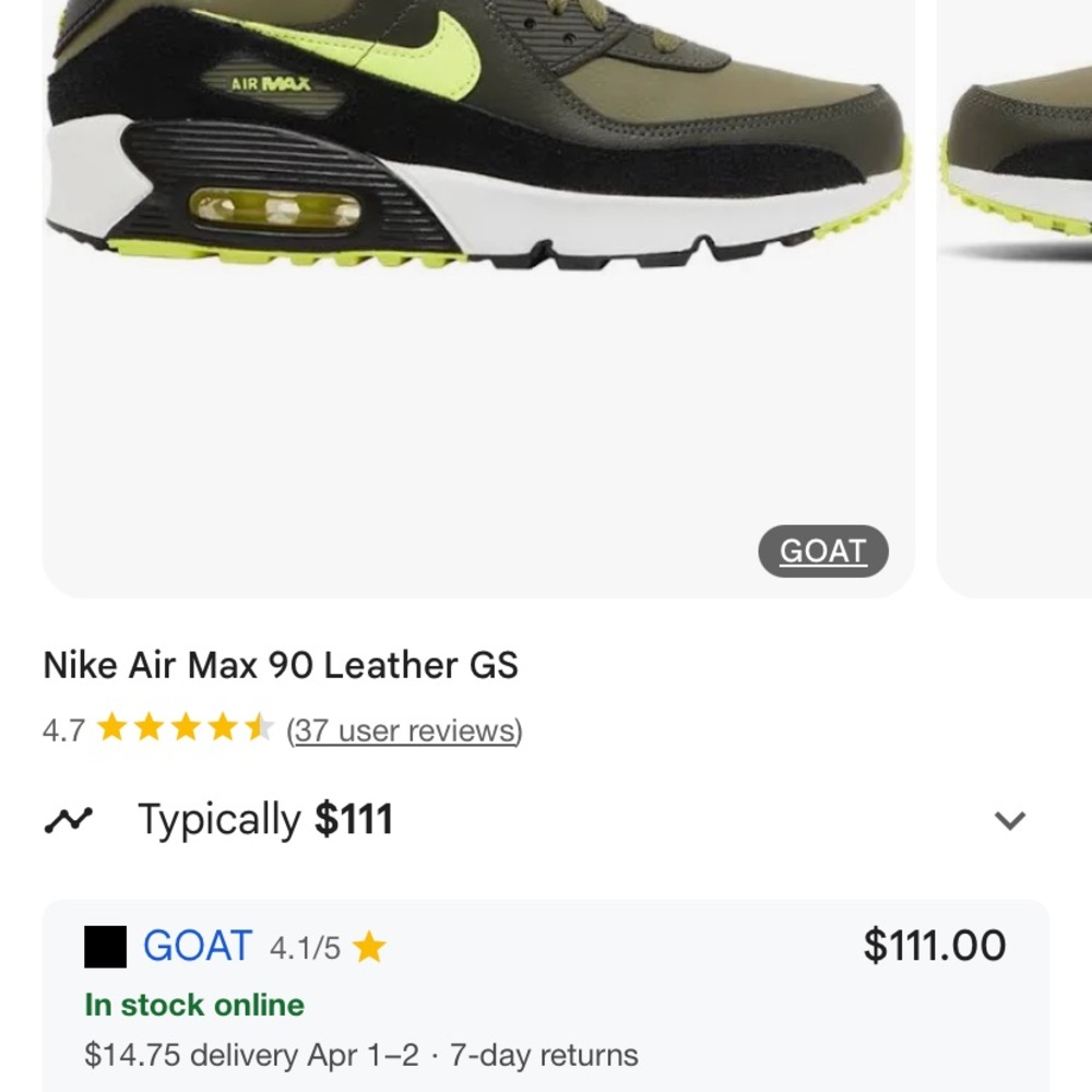 Nike Air Max 90 Leather GS - Black and Green - Picture 10 of 11